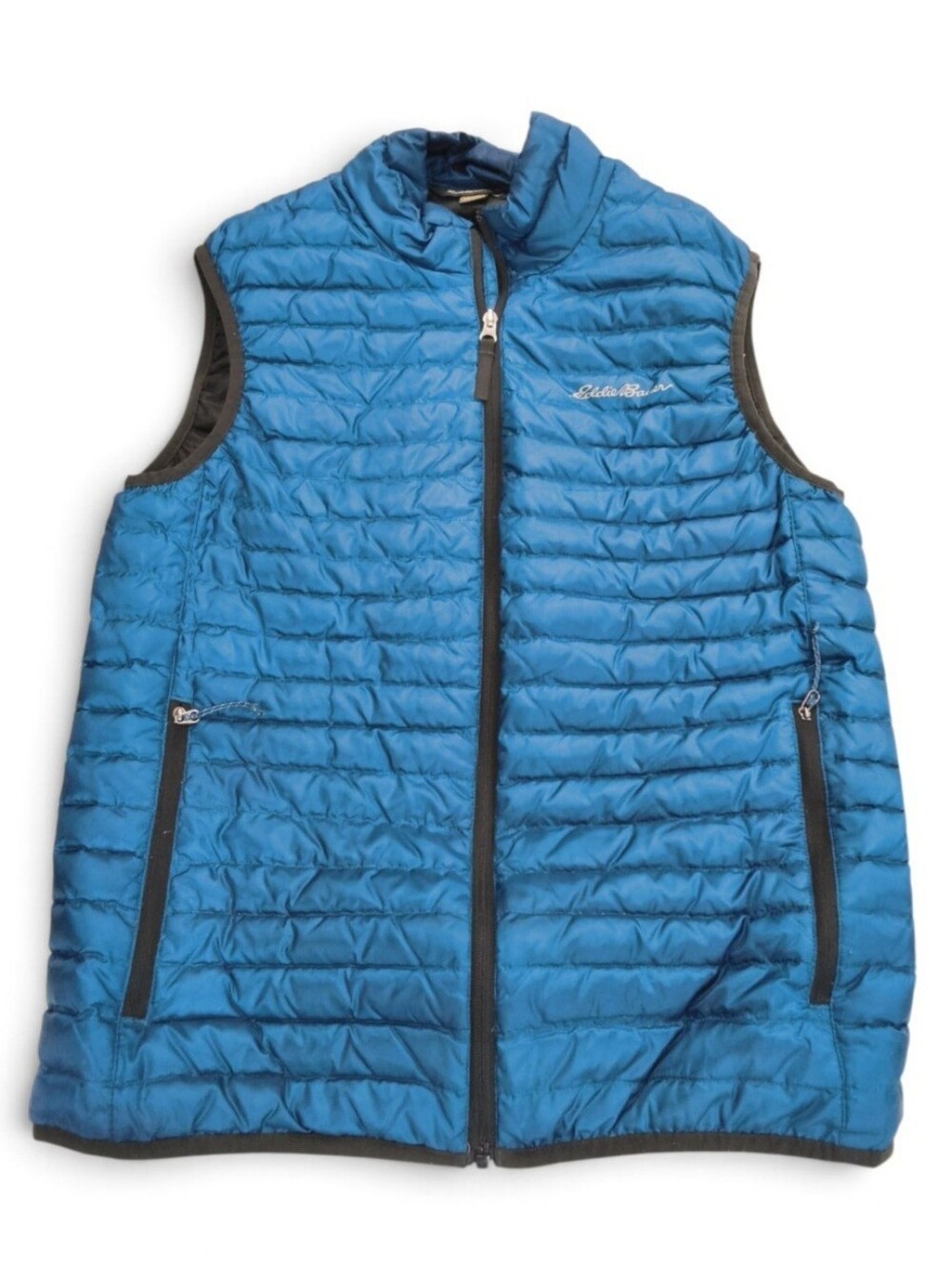 Eddie Bauer Travex  Down Vest Mens Blue Puffer Quilted Full Zip Size Size Small